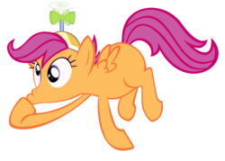 Size: 2000x1431 | Tagged: safe, artist:dragunique, artist:heart-of-stitches, artist:rayne-feather, scootaloo, pegasus, pony, g4, female, hat, propeller hat, scootaloo can fly, silly, silly pony, simple background, solo, transparent background, vector