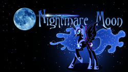 Size: 1920x1080 | Tagged: safe, artist:djthunderbolt, artist:moongazeponies, nightmare moon, g4, female, moon, solo, space, vector, wallpaper