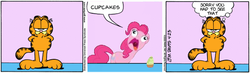 Size: 600x176 | Tagged: safe, edit, pinkie pie, fanfic:cupcakes, g4, comic, cupcake, garfield, male, meme, square root of minus garfield