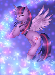 Size: 1478x2014 | Tagged: safe, artist:renrensnow, twilight sparkle, alicorn, pony, g4, eyes closed, female, mare, solo, stars, twilight sparkle (alicorn)