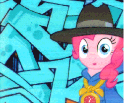 Size: 547x459 | Tagged: safe, screencap, doctor whooves, goldengrape, pinkie pie, red delicious, sir colton vines iii, time turner, earth pony, pony, g4, testing testing 1-2-3, animated, apple family member, clothes, female, male, mare, rap, rapper pie, stallion, tank top