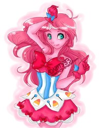 Size: 1698x2065 | Tagged: safe, artist:momoka93, pinkie pie, human, g4, clothes, dignified wear, dress, female, gala dress, humanized, pony coloring, solo