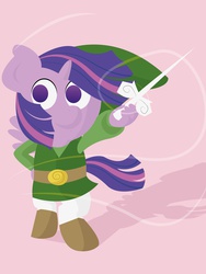 Size: 2592x3456 | Tagged: safe, artist:pinksaphires, twilight sparkle, anthro, g4, crossover, elf hat, female, hat, high res, link, link's hat, link's tunic, solo, the legend of zelda, the legend of zelda: the wind waker, toon link, twilight sparkle (alicorn)