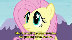 Size: 576x324 | Tagged: safe, screencap, fluttershy, g4, maud pie (episode), animated, female, solo, subtitles
