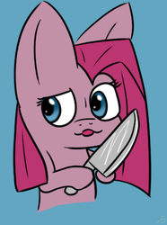 Size: 357x481 | Tagged: safe, artist:rainbow-dosh, pinkie pie, g4, female, knife, pinkamena diane pie, solo