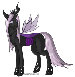 Size: 1000x1023 | Tagged: safe, artist:smilydon, fleur-de-lis, changeling, changeling queen, g4, changelingified, female, papillon, purple changeling, simple background, solo, transparent background