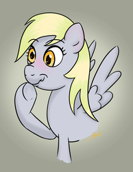 Size: 1463x1889 | Tagged: safe, artist:rainbow-dosh, derpy hooves, pegasus, pony, g4, blushing, female, mare, solo