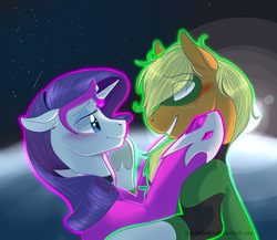 Size: 1500x1300 | Tagged: safe, artist:the-chibster, applejack, rarity, g4, dc comics, female, green lantern corps, lesbian, ship:rarijack, shipping, star sapphire