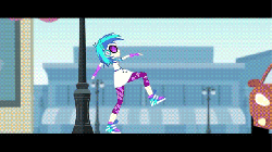 Size: 640x360 | Tagged: safe, artist:littleshyfim, edit, edited screencap, screencap, dj pon-3, vinyl scratch, cinemare sins, equestria girls, g4, music to my ears, my little pony equestria girls: rainbow rocks, animated, bad end, canterlot city, car, car crash, female, funny, i can't believe it's not superedit, letterboxing, ran over, reality ensues, this will end in jail time