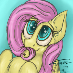 Size: 950x950 | Tagged: safe, artist:foldeath, fluttershy, g4, chest fluff, female, solo