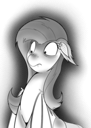 Size: 1075x1518 | Tagged: safe, artist:krucification, fluttershy, bat pony, pony, bats!, g4, feedback requested, female, flutterbat, monochrome, solo, tumblr