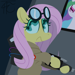 Size: 700x700 | Tagged: dead source, safe, artist:php92, fluttershy, princess celestia, pony, g4, crossover, ghostbusters