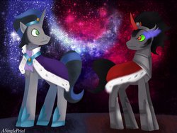 Size: 1024x768 | Tagged: safe, artist:asinglepetal, idw, king sombra, pony, umbrum, unicorn, g4, duality, good king sombra, jewelry, male, mirror universe, regalia, stallion