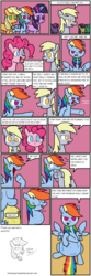 Size: 770x2332 | Tagged: safe, artist:thelonelyartisian, applejack, berry punch, berryshine, bon bon, derpy hooves, lyra heartstrings, pinkie pie, rainbow dash, rarity, sweetie drops, twilight sparkle, earth pony, pegasus, pony, unicorn, comic:pie eating contest, g4, :p, abdominal bulge, butt, comic, disembodied head, eaten alive, eyes closed, female, fetish, frown, glare, licking lips, mare, open mouth, party, plot, preddash, smiling, tail sticking out, tongue out, unicorn twilight, vore