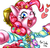Size: 600x576 | Tagged: dead source, safe, artist:nekubi, pinkie pie, earth pony, pony, ask harajukupinkiepie, g4, bow, candy, clothes, cute, decora, diapinkes, female, food, hair accessory, hair bow, harajuku, heart, one eye closed, open mouth, solo, sweater, wink