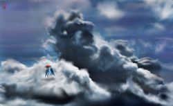 Size: 6000x3672 | Tagged: safe, artist:greyscaleart, rainbow dash, pegasus, pony, g4, cloud, cloudy, digital art, female, painting, solo, storm