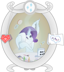 Size: 992x1123 | Tagged: safe, artist:totallyanalicornguys, rarity, g4, brushie, female, impossibly large ears, magic, mirror, simple background, solo, transparent background