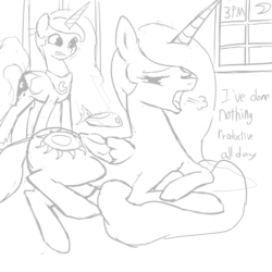 Size: 3000x3000 | Tagged: safe, artist:ab, princess celestia, princess luna, g4, high res, i have done nothing productive all day, monochrome, uselesstia