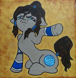 Size: 696x720 | Tagged: safe, artist:fuzzbird, earth pony, pony, i'm watching you, korra, ponified, scene interpretation, solo, the legend of korra, traditional art