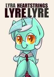 Size: 2000x2850 | Tagged: safe, artist:midnightpremiere, lyra heartstrings, g4, bust, clothes, female, high res, hooves together, jim carrey, liar liar, lyre lyre, movie poster, necktie, parody, portrait, pun, shirt, simple background, solo