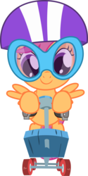 Size: 2000x4002 | Tagged: safe, artist:incognito-i, scootaloo, pegasus, pony, g4, bipedal, female, filly, glasses, goggles, helmet, scooter, simple background, smiling, solo, transparent background, vector