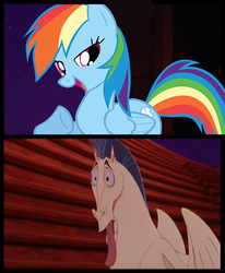 Size: 496x601 | Tagged: safe, screencap, rainbow dash, horse, pegasus, pony, g4, crossover, discussion in the comments, female, greek mythology, hercules, male, mare, open mouth, pegadash, pegasus (hercules), seduction, seductive, stallion, tongue out