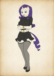 Size: 752x1063 | Tagged: safe, artist:thecreator9, rarity, anthro, g4, breasts, busty rarity, clothes, dress, female, solo, stockings