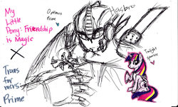 Size: 1024x615 | Tagged: safe, artist:misbbr, twilight sparkle, alicorn, pony, g4, female, hasbro, mare, optimus prime, transformers, transformers prime, twilight sparkle (alicorn)