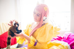 Size: 1024x683 | Tagged: safe, artist:lynah, fluttershy, human, g4, cosplay, irl, irl human, photo, plushie, solo