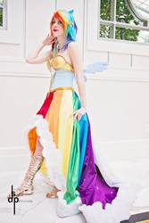 Size: 415x622 | Tagged: safe, artist:flying-fox, rainbow dash, human, g4, clothes, cosplay, dress, gala dress, irl, irl human, photo, solo