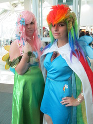 Size: 3456x4608 | Tagged: safe, artist:ladymella, fluttershy, rainbow dash, human, g4, cosplay, irl, irl human, photo