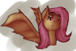 Size: 1804x1205 | Tagged: safe, artist:requiemmedley, fluttershy, g4, female, flutterbat, simple background, sketch, solo