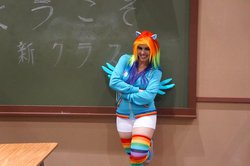 Size: 1280x850 | Tagged: safe, artist:superminimicro, rainbow dash, human, g4, cosplay, irl, irl human, photo, solo