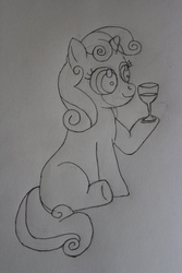 Size: 3456x5184 | Tagged: safe, artist:eillahwolf, sweetie belle, g4, female, monochrome, solo, traditional art