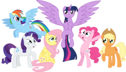 Size: 16424x9424 | Tagged: safe, artist:eillahwolf, applejack, fluttershy, pinkie pie, rainbow dash, rarity, twilight sparkle, alicorn, pony, g4, absurd resolution, female, mane six, mare, twilight sparkle (alicorn)