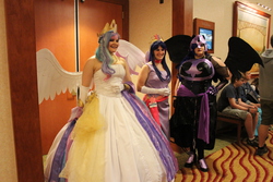 Size: 5184x3456 | Tagged: safe, artist:chochomaru, nightmare moon, princess celestia, princess luna, twilight sparkle, human, g4, cosplay, irl, irl human, photo, twilight sparkle (alicorn)