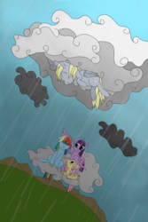 Size: 3456x5184 | Tagged: safe, artist:eillahwolf, derpy hooves, fluttershy, rainbow dash, twilight sparkle, alicorn, pony, g4, female, mare, twilight sparkle (alicorn)