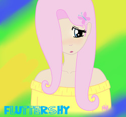 Size: 1024x950 | Tagged: safe, artist:redjanuary, fluttershy, human, g4, clothes, female, humanized, off shoulder, solo