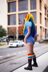 Size: 800x1200 | Tagged: safe, artist:redakafox, rainbow dash, human, g4, ass, butt, cosplay, female, irl, irl human, photo, solo