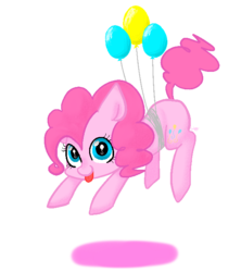 Size: 600x675 | Tagged: safe, artist:shining-dog, pinkie pie, earth pony, pony, g4, :p, balloon, cute, cutie mark eyes, diapinkes, female, mare, pixiv, silly, simple background, solo, then watch her balloons lift her up to the sky, tongue out, transparent background, wingding eyes