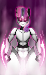 Size: 958x1536 | Tagged: safe, artist:lil miss jay, sweetie belle, robot, anthro, full service playing cards, g4, female, solo, sweetie bot