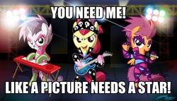 Size: 1000x570 | Tagged: safe, artist:willdrawforfood1, apple bloom, scootaloo, sweetie belle, g4, the show stoppers, cutie mark crusaders, gilligan's island, image macro, me-tv, meme, show stopper outfits