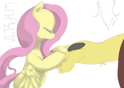 Size: 1280x906 | Tagged: safe, artist:suzumaru, discord, fluttershy, g4, female, male, ship:discoshy, shipping, straight