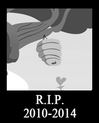 Size: 350x435 | Tagged: safe, g4, twilight's kingdom, beehive, monochrome, rest in peace