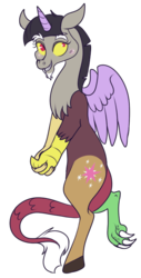 Size: 373x733 | Tagged: safe, artist:lulubell, discord, g4, alternate hairstyle, male, princess discord, simple background, solo, transparent background