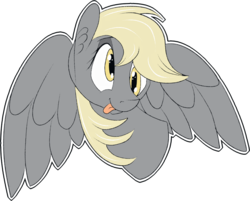 Size: 997x800 | Tagged: safe, artist:tlatophat, derpy hooves, pegasus, pony, g4, :p, derp, female, mare, smiling, solo, spread wings, tongue out