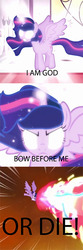 Size: 200x600 | Tagged: safe, screencap, twilight sparkle, alicorn, pony, g4, twilight's kingdom, female, glowing eyes, mare, super saiyan princess, text, twilight sparkle (alicorn), zod