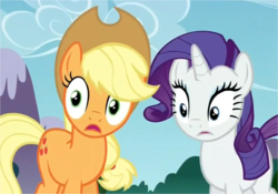 Size: 815x570 | Tagged: safe, screencap, applejack, rarity, g4, twilight's kingdom