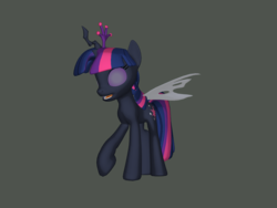 Size: 2000x1500 | Tagged: safe, artist:comzi, queen chrysalis, twilight sparkle, changeling, changeling queen, ponylumen, g4, 3d, 3d pony creator, changelingified, female, purple changeling, queen twilight, solo, twiling