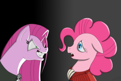 Size: 7087x4724 | Tagged: safe, artist:tsand106, pinkie pie, g4, absurd resolution, dr jekyll and mr hyde, dr pinkie and miss pie, duality, duo, fangs, pinkamena diane pie